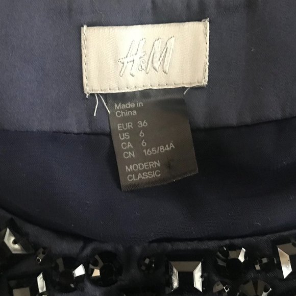 H&M Navy Blue Velvet Dress Size 6 - Picture 4 of 5